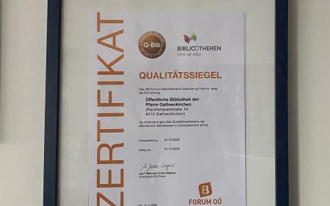 Foto vom Zertifikat Qualitätssiegel